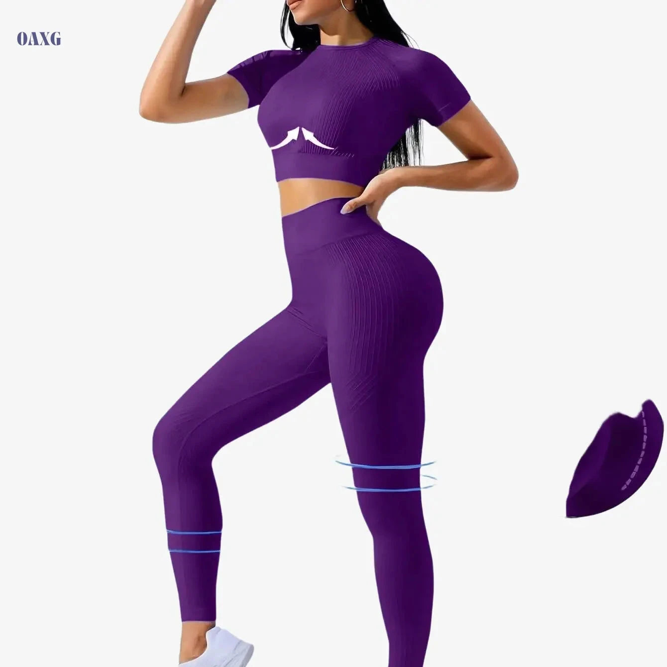 Women's Outdoor Sports Suit - Short Sleeve Top & High Waist Tights   OAXG 