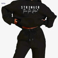 Women's Oversized Hooded Sweatshirt - "STRONGER" Print & Batwing Sleeves   OAXG 