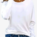 Women's Oversized Long Sleeve T-Shirt - Casual Crew Neck Fit   OAXG 
