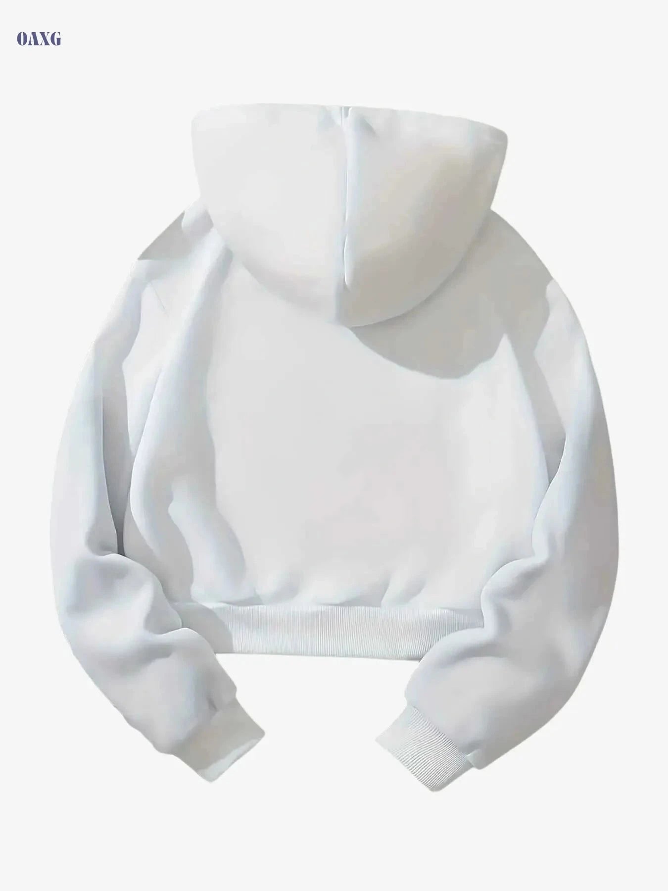 Women's Oversized White Zip-Up Hooded Jacket - All-Season Casual Coat   OAXG White / S