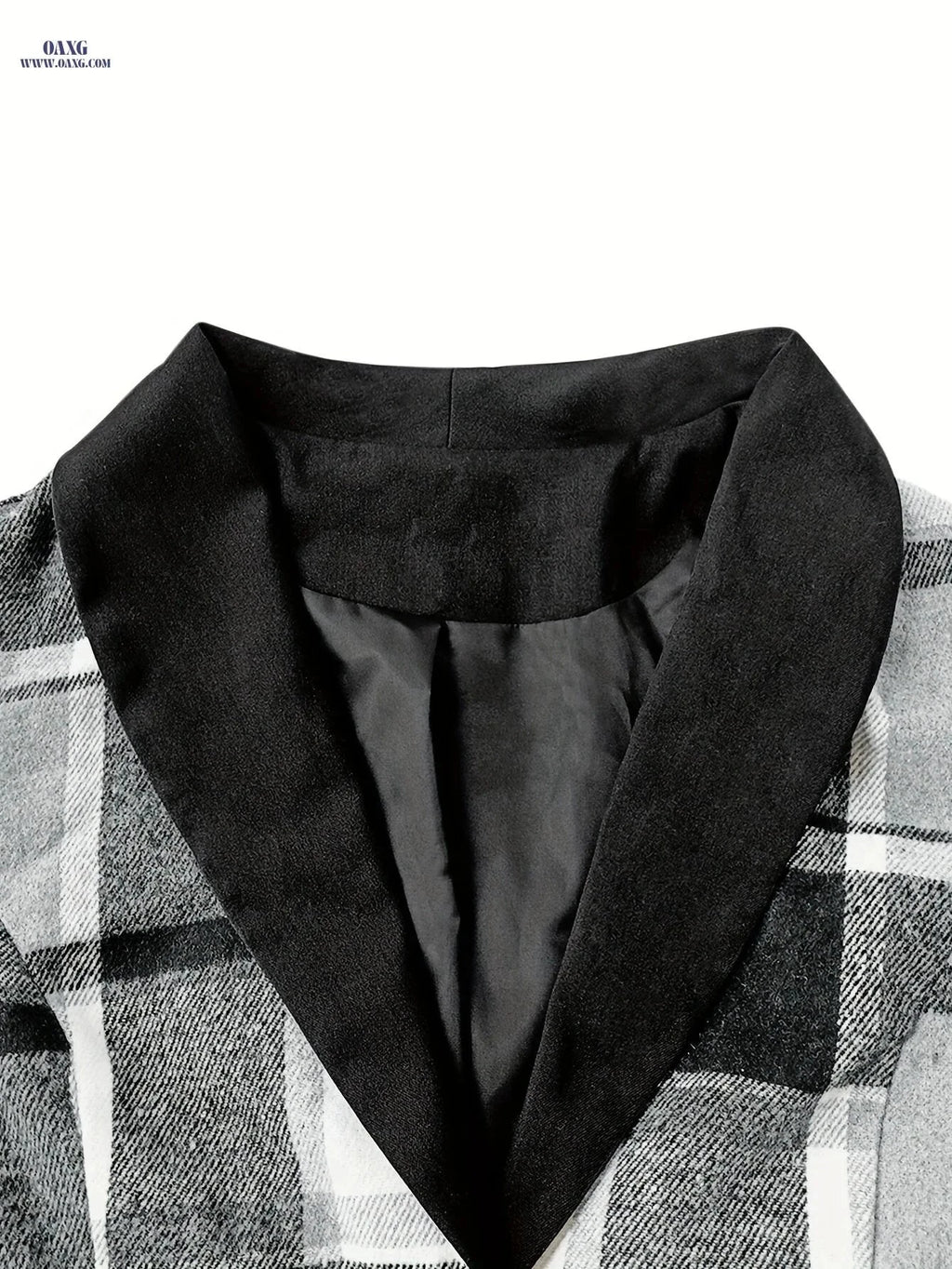 Women's Plaid Buttoned Blazer - Casual Autumn & Winter Style   OAXG Black / S