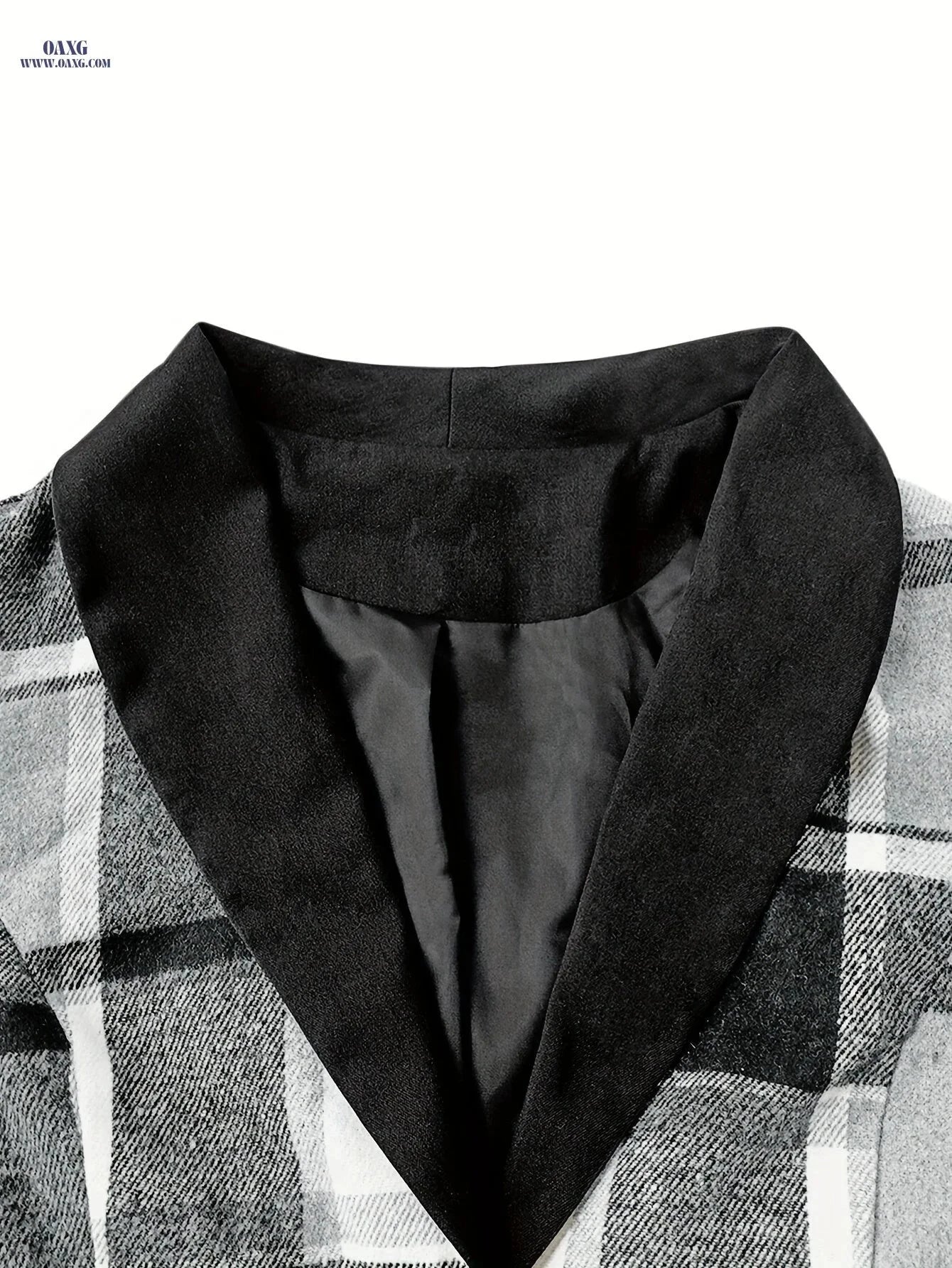 Women's Plaid Buttoned Blazer - Casual Autumn & Winter Style   OAXG Black / S