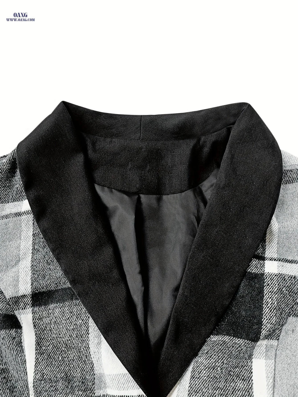 Women's Plaid Buttoned Blazer - Casual Autumn & Winter Style   OAXG Black / S