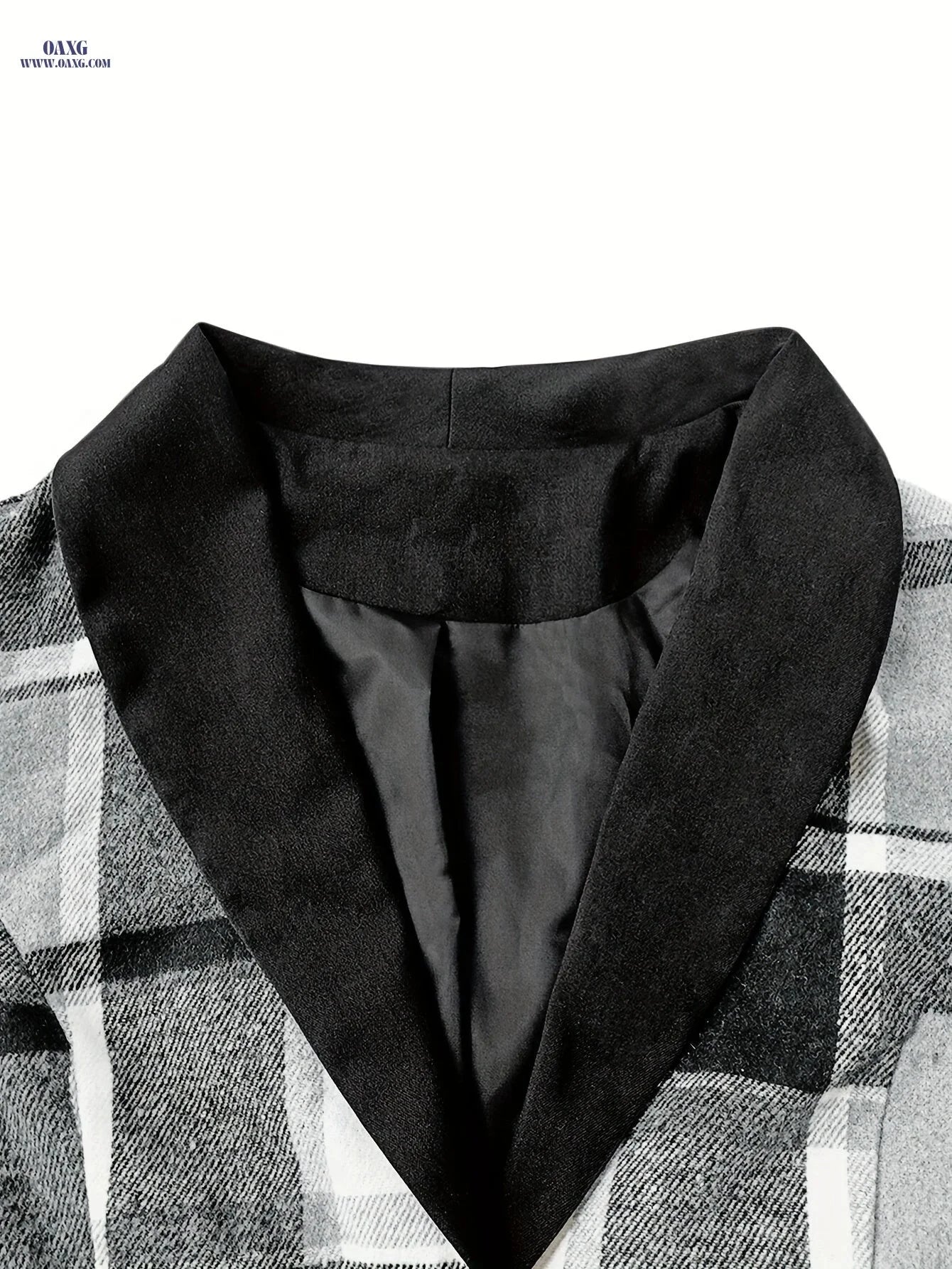 Women's Plaid Buttoned Blazer - Casual Autumn & Winter Style   OAXG Black / S
