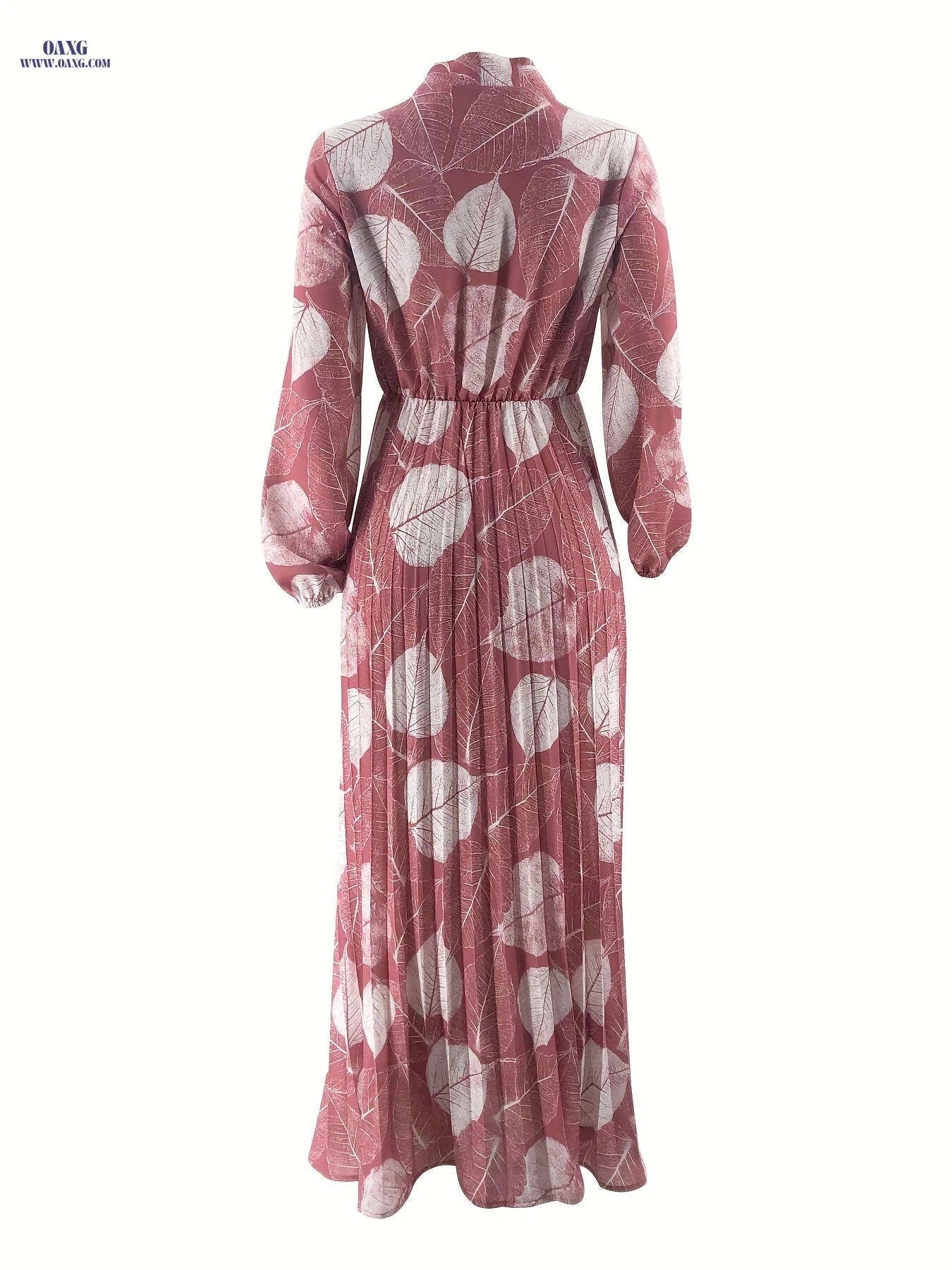 Women's Pleated Waist Dress - Semi-Sheer Middle Eastern Print Style   OAXG 