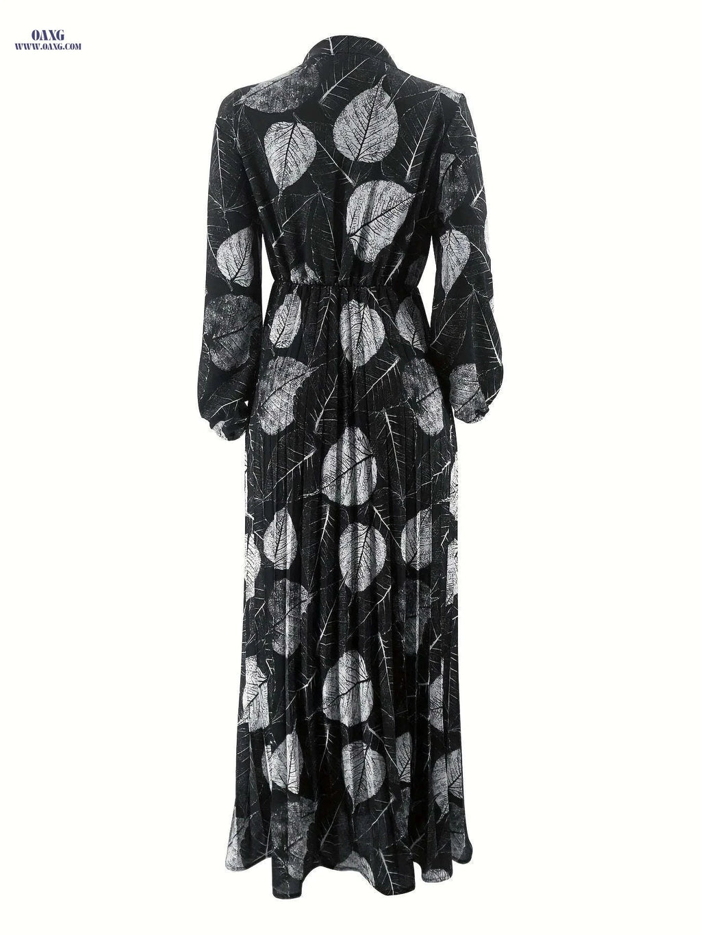 Women's Pleated Waist Dress - Semi-Sheer Middle Eastern Print Style   OAXG 