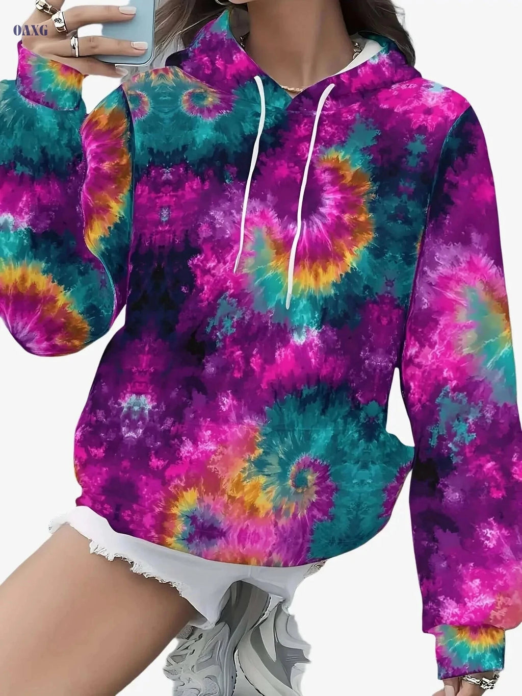 Women's Plus Size Hoodie - Cozy Long Sleeve Pullover for Fall/Winter   OAXG Black / S