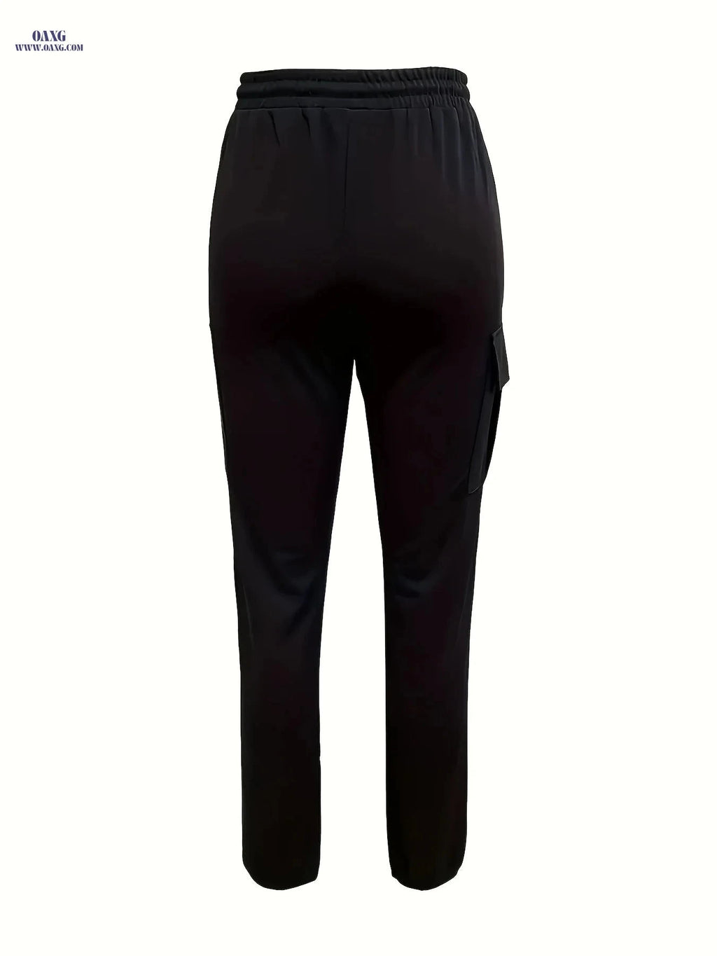 Women's Pocket Drawstring Cargo Pants - Casual All-Season Comfort   OAXG Black / S