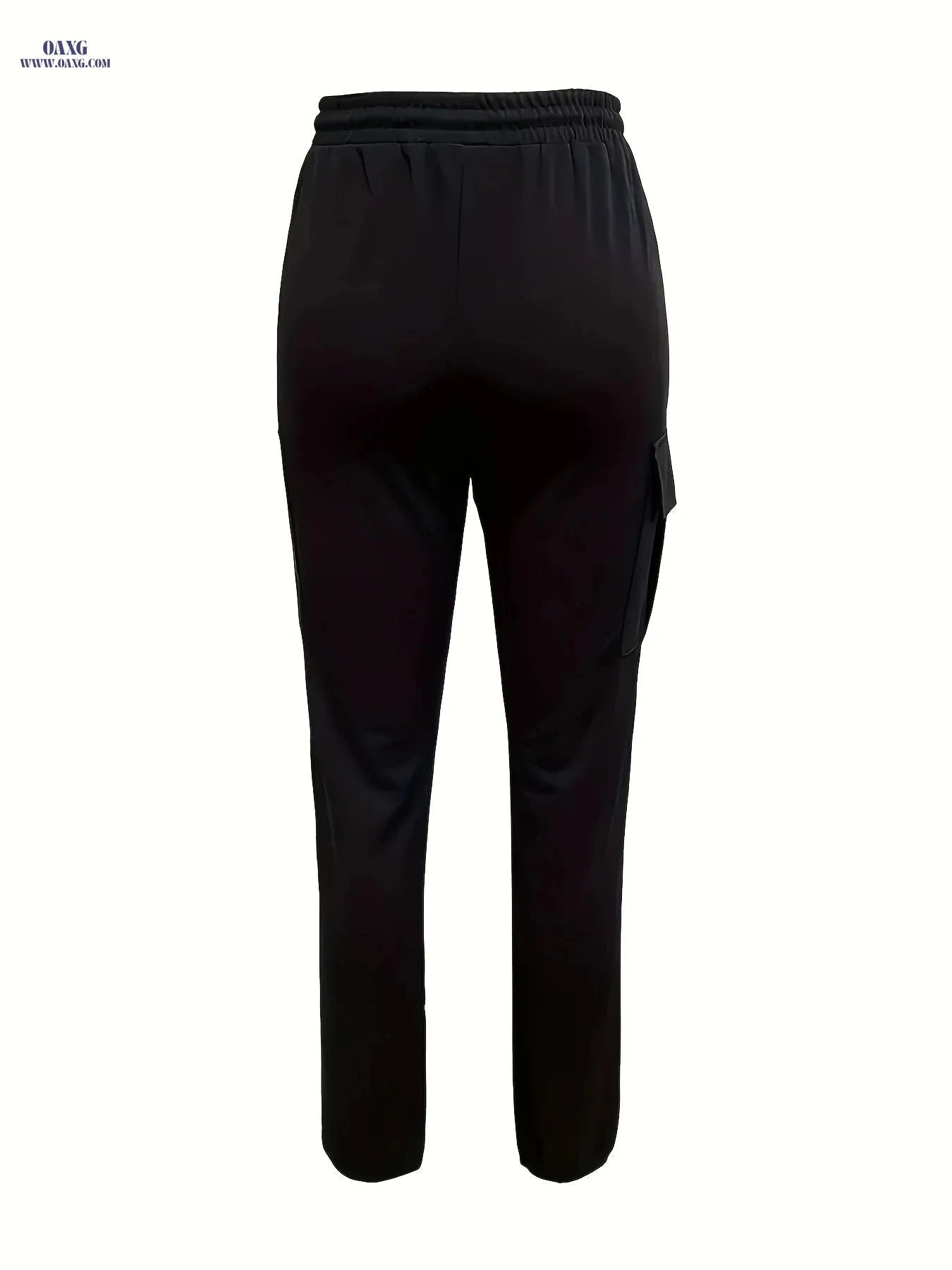 Women's Pocket Drawstring Cargo Pants - Casual All-Season Comfort   OAXG Black / S
