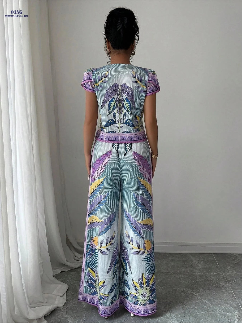 Women's Positioning Print Lace-Up Outfit - 2 Piece Daily Wear   OAXG 