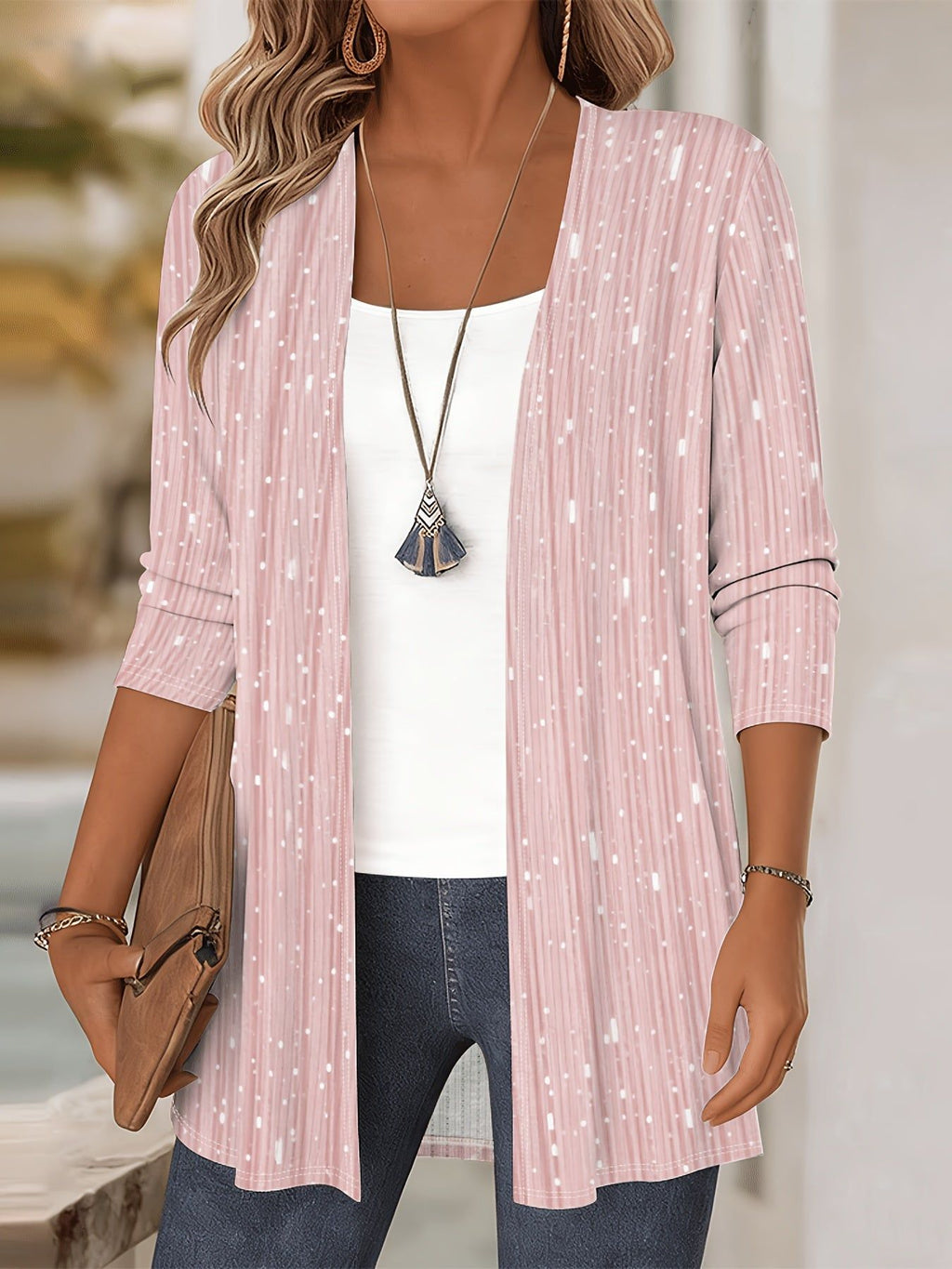 Women's Printed Open Front Cardigan - Long Sleeve Casual Jacket with Vibrant Graphic Floral Digital Print, Machine Washable, Comfortable Lightweight Versatile Fashion, Beautiful Top Coat for All Seasons 761   OAXG Mixed colors / S