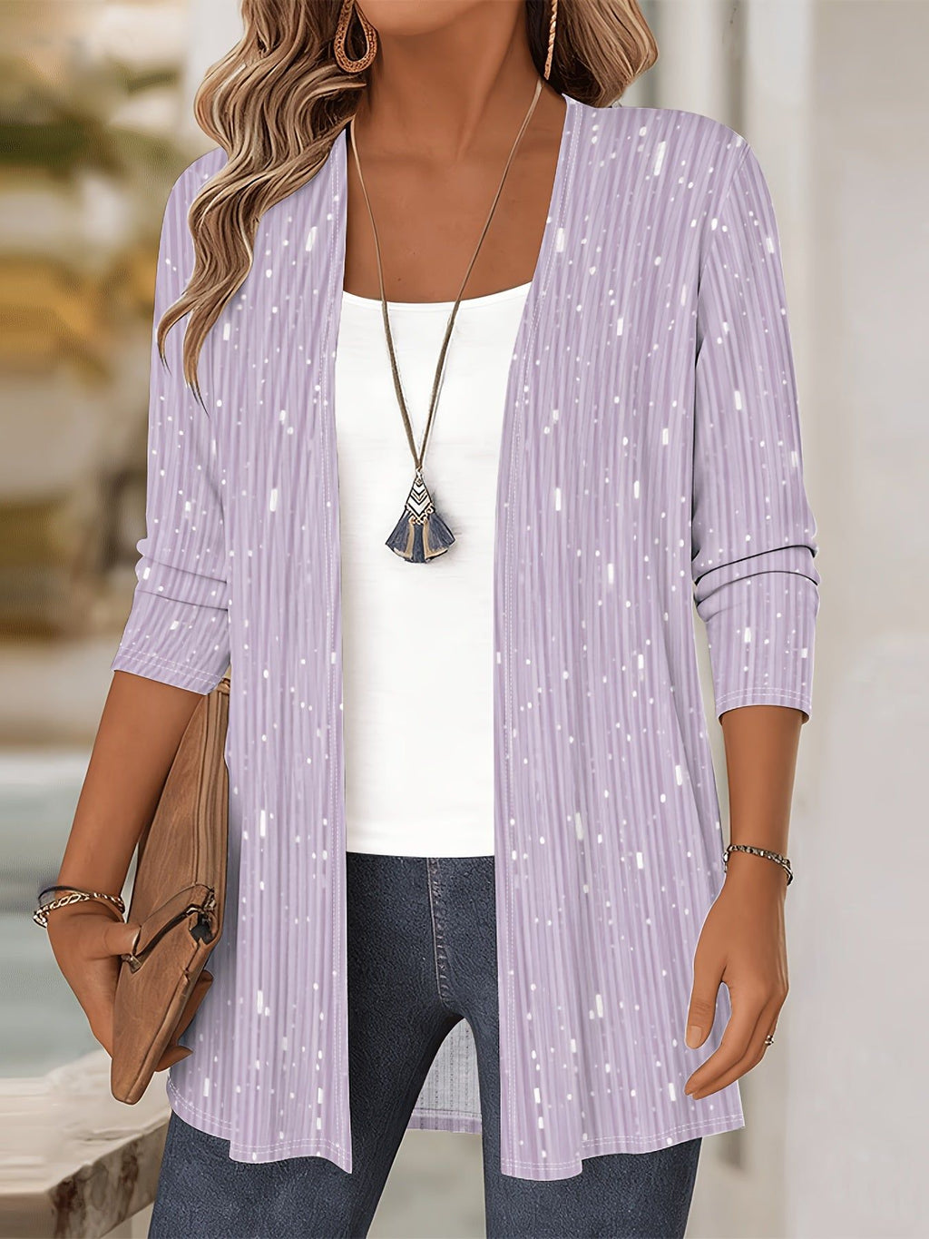 Women's Printed Open Front Cardigan - Long Sleeve Casual Jacket with Vibrant Graphic Floral Digital Print, Machine Washable, Comfortable Lightweight Versatile Fashion, Beautiful Top Coat for All Seasons 761   OAXG Mixed colors / S