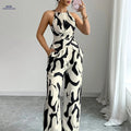 Women's Printed Pleated Camisole Set - Elegant Vacation Wear   OAXG Mixed colors / XS