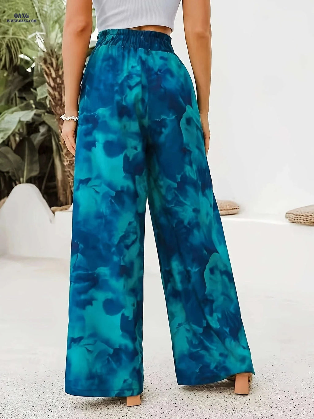 Women's Printed Wide-Leg Pants - Perfect for Spring/Summer Vacation   OAXG 