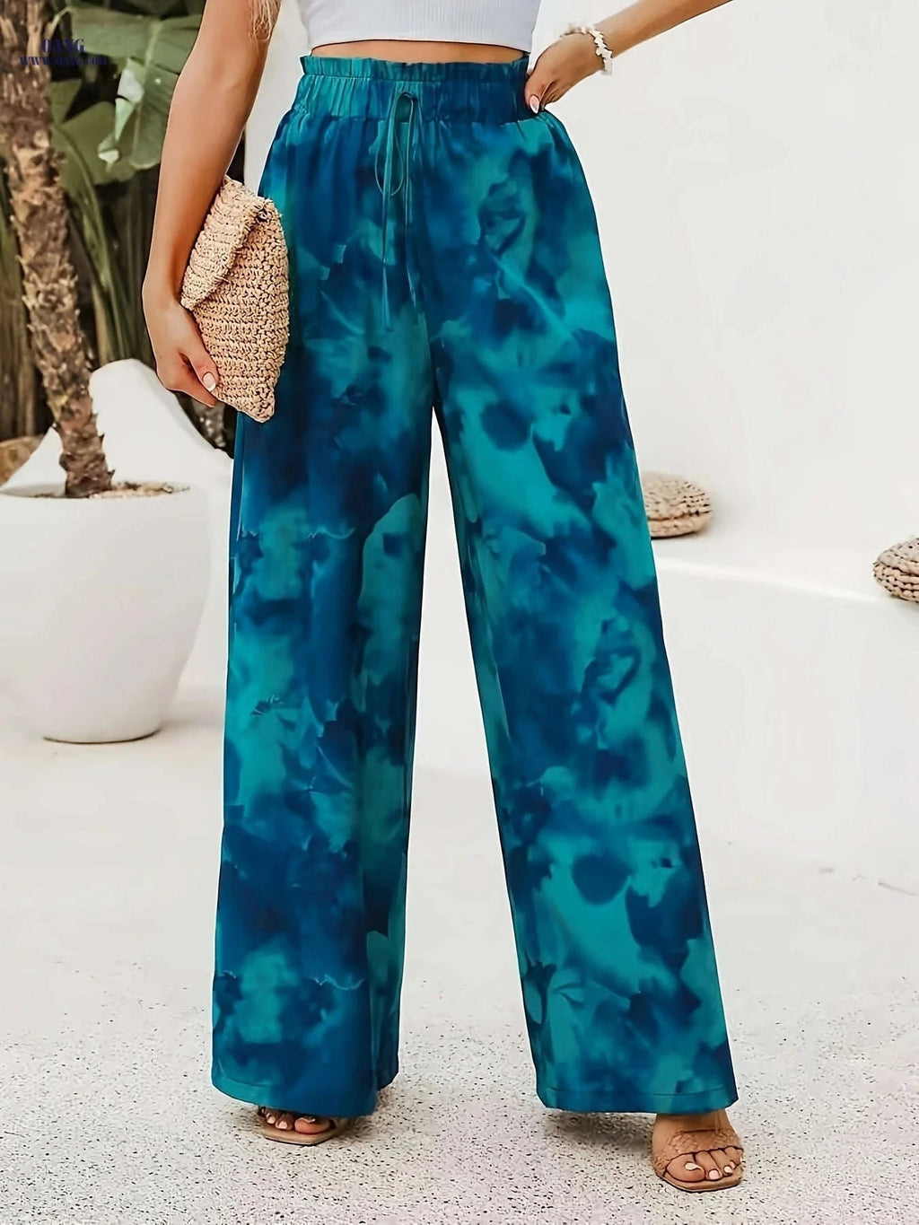 Women's Printed Wide-Leg Pants - Perfect for Spring/Summer Vacation   OAXG 【Multicolor】 / S