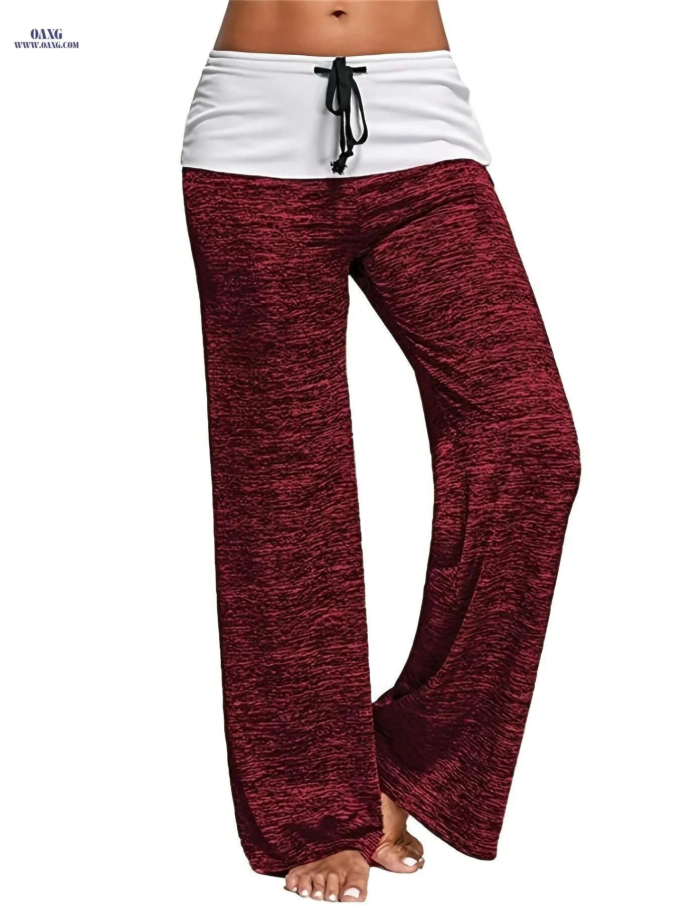 Women's Quick-Dry Wide Leg Pants - Casual Drawstring, Burgundy   OAXG Blue / S