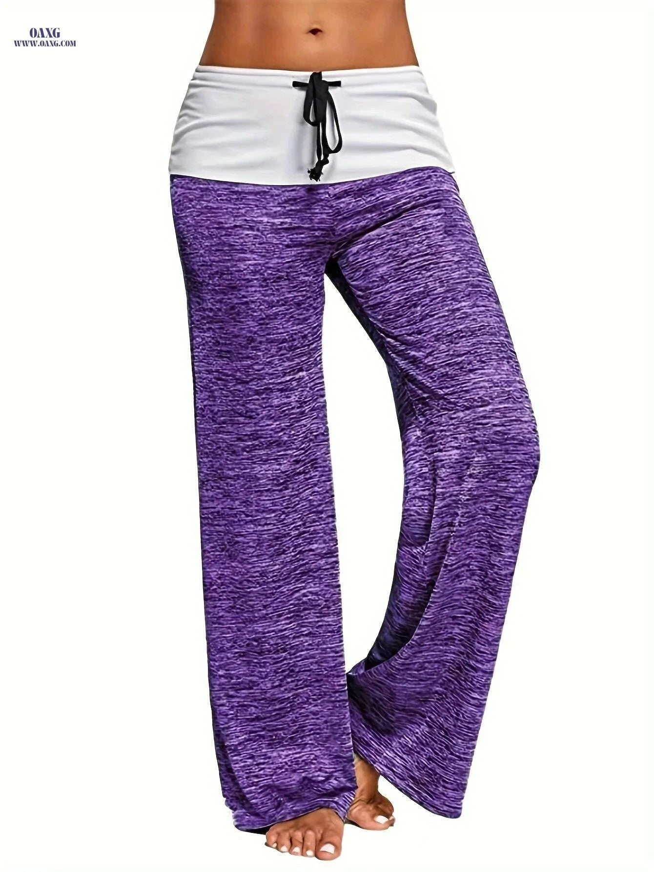 Women's Quick-Dry Wide Leg Pants - Casual Drawstring, Burgundy   OAXG Blue / S