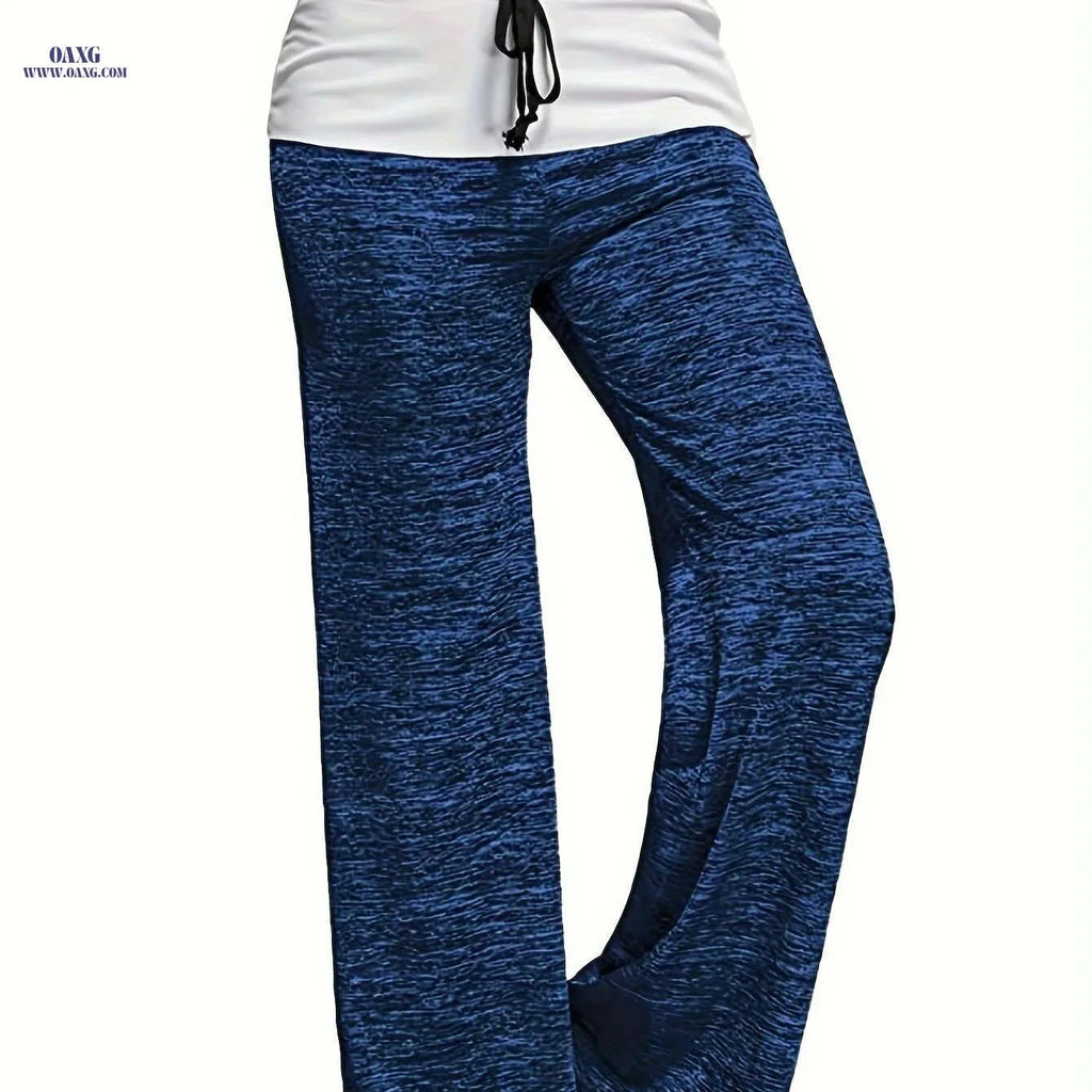 Women's Quick-Dry Wide Leg Pants - Casual Drawstring, Burgundy   OAXG Blue / S