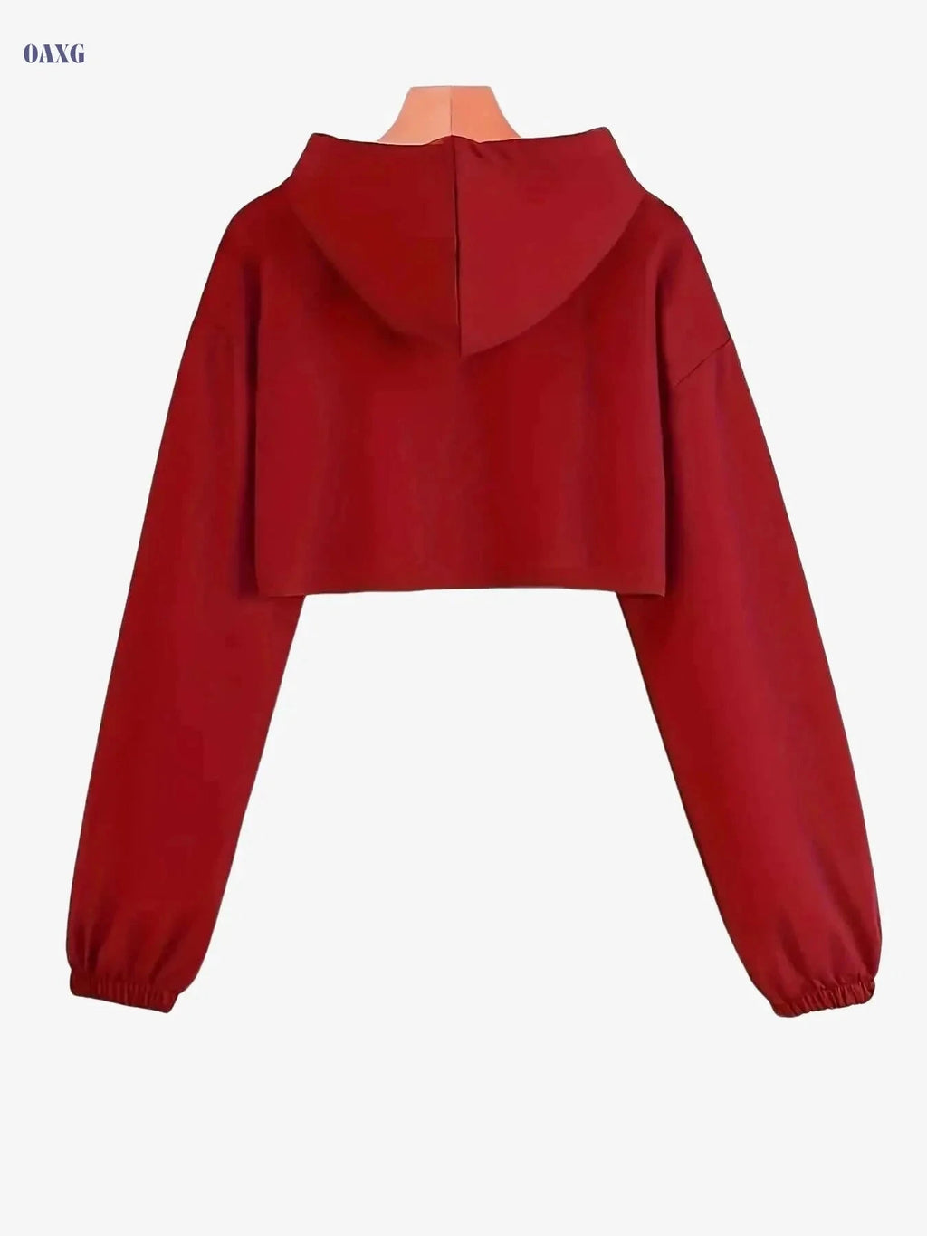 Women’s Red Cutout Hoodie - Casual Stretch Pullover for All Seasons   OAXG Black / XS