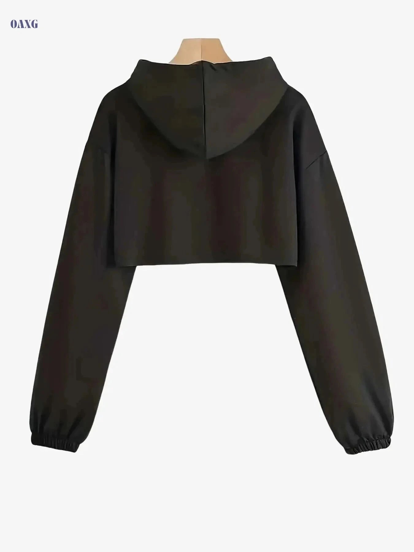 Women’s Red Cutout Hoodie - Casual Stretch Pullover for All Seasons   OAXG Black / XS