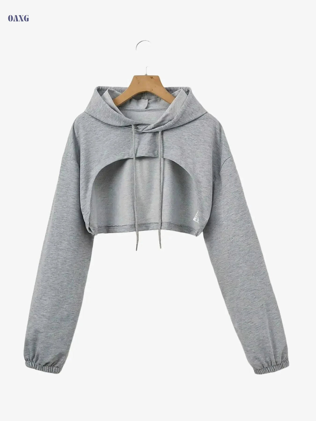 Women’s Red Cutout Hoodie - Casual Stretch Pullover for All Seasons   OAXG 