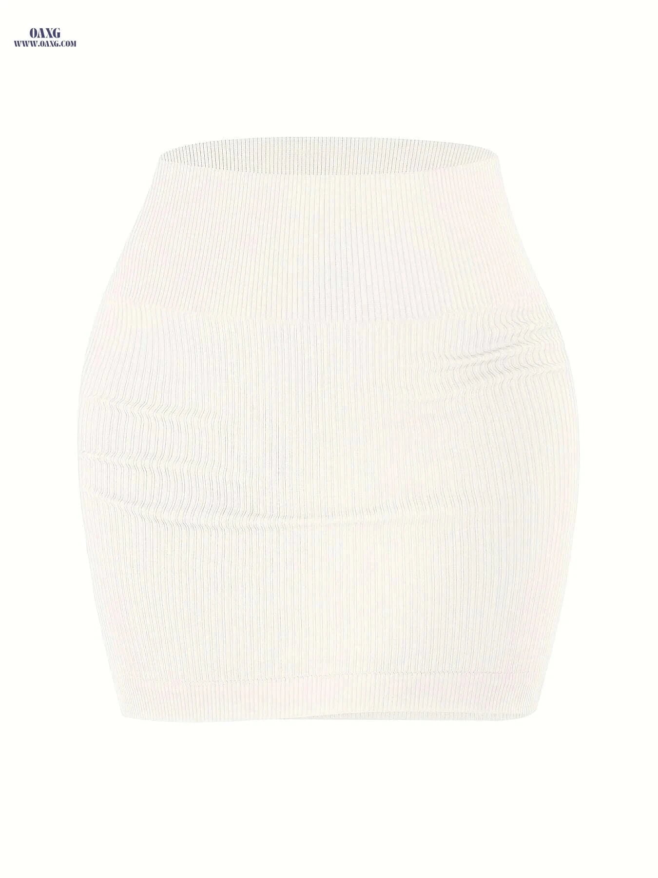 Women's Ribbed Seamless Tuck Short Skirt - Soft & Comfortable Fit   OAXG Rose Red / S