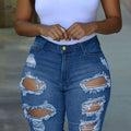 Women's Ripped Denim Shorts - Casual Fringed Hem - Spring Style   OAXG 