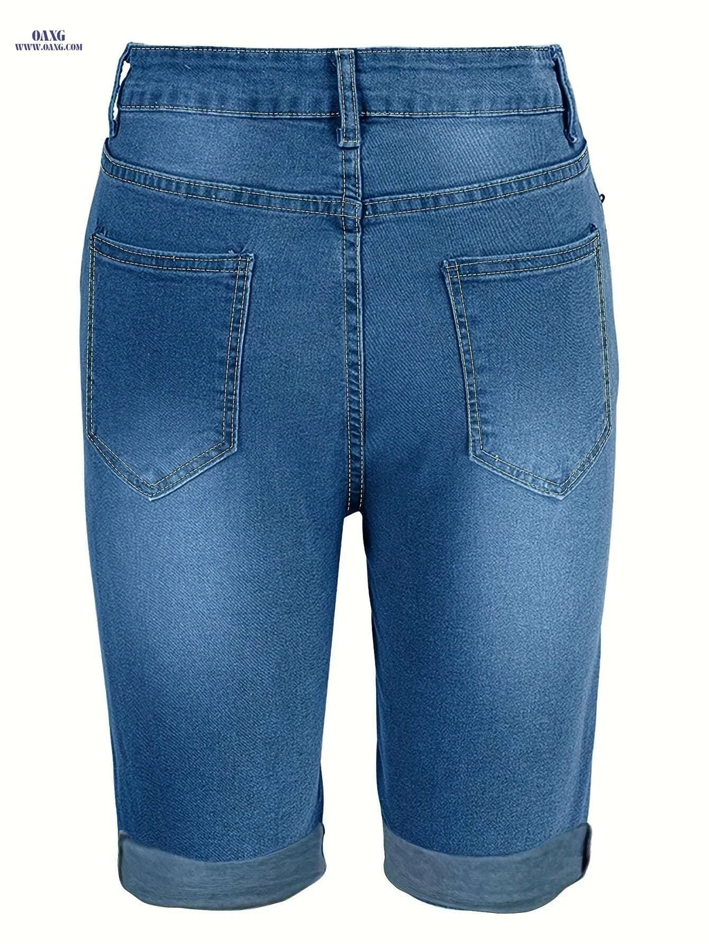 Women's Ripped Denim Shorts - Casual Fringed Hem - Spring Style   OAXG 
