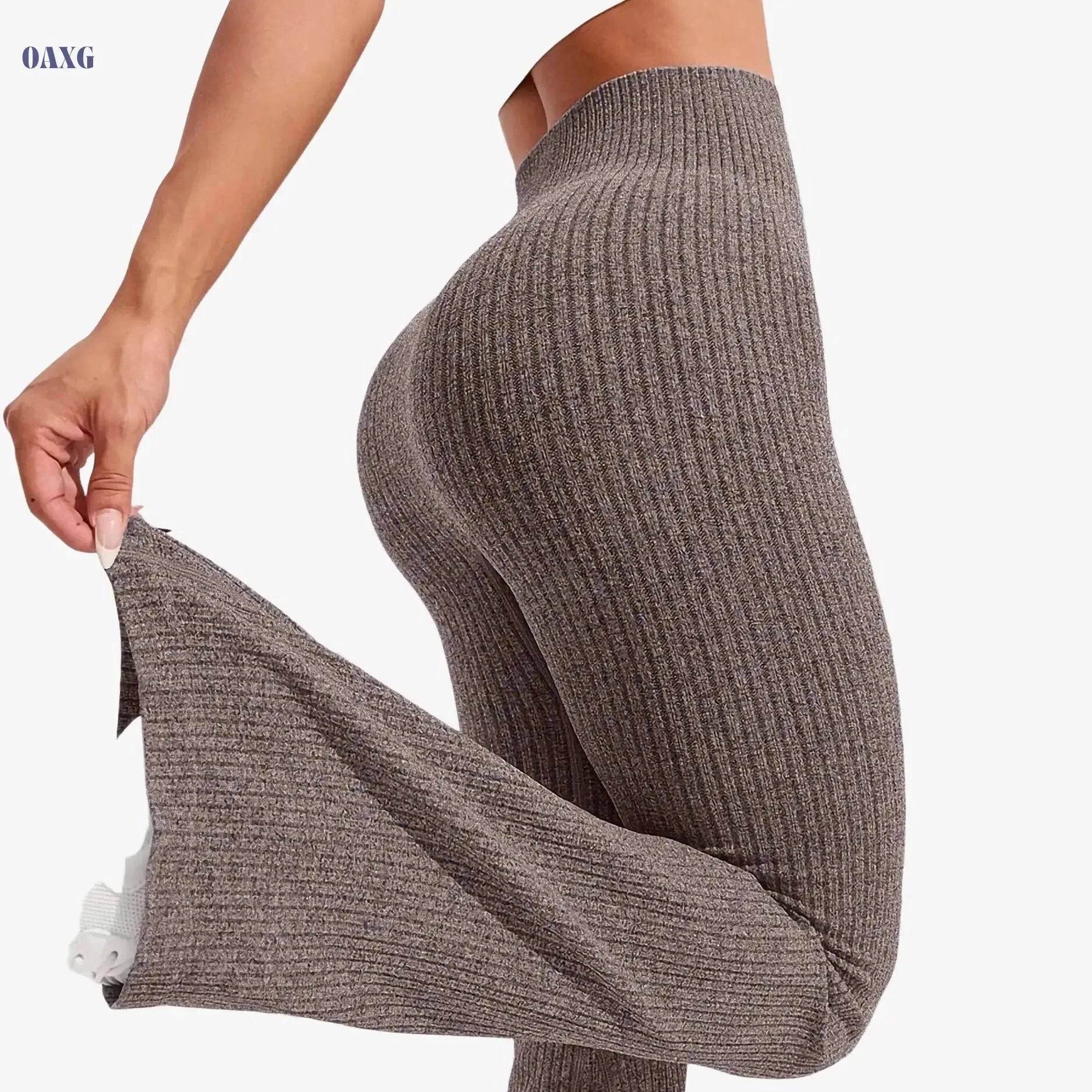 Women's Seamless Yoga Leggings - Stylish V-Back, Tummy Control   OAXG Black / XS