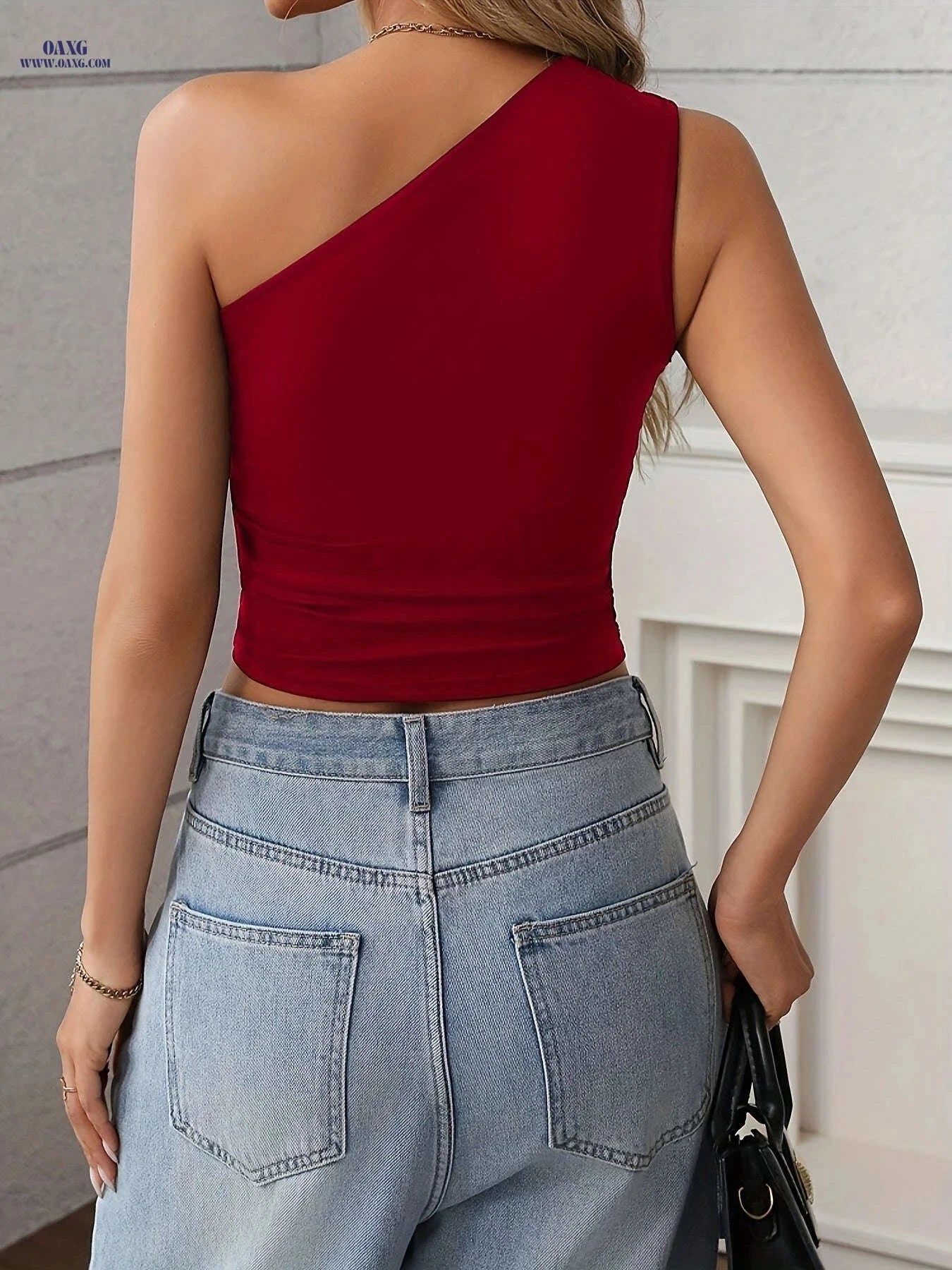 Women's Sexy Off-Shoulder Ruffled Cropped Top - Elegant Style   OAXG 
