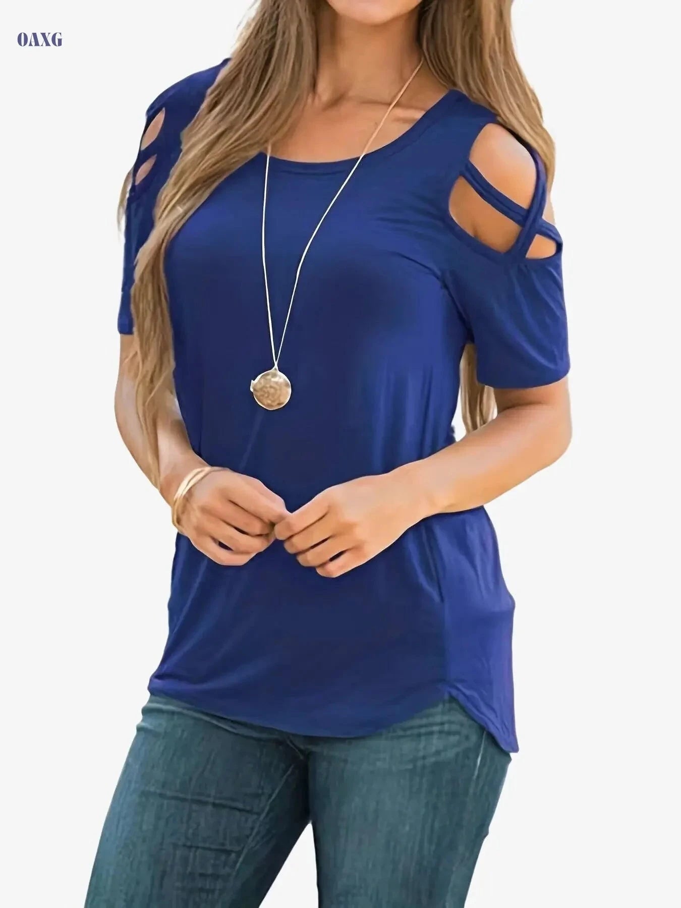 Women's Sexy Off-Shoulder Short Sleeve T-Shirt - All-Season Casual Top   OAXG 