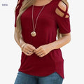 Women's Sexy Off-Shoulder Short Sleeve T-Shirt - All-Season Casual Top   OAXG Blue / S