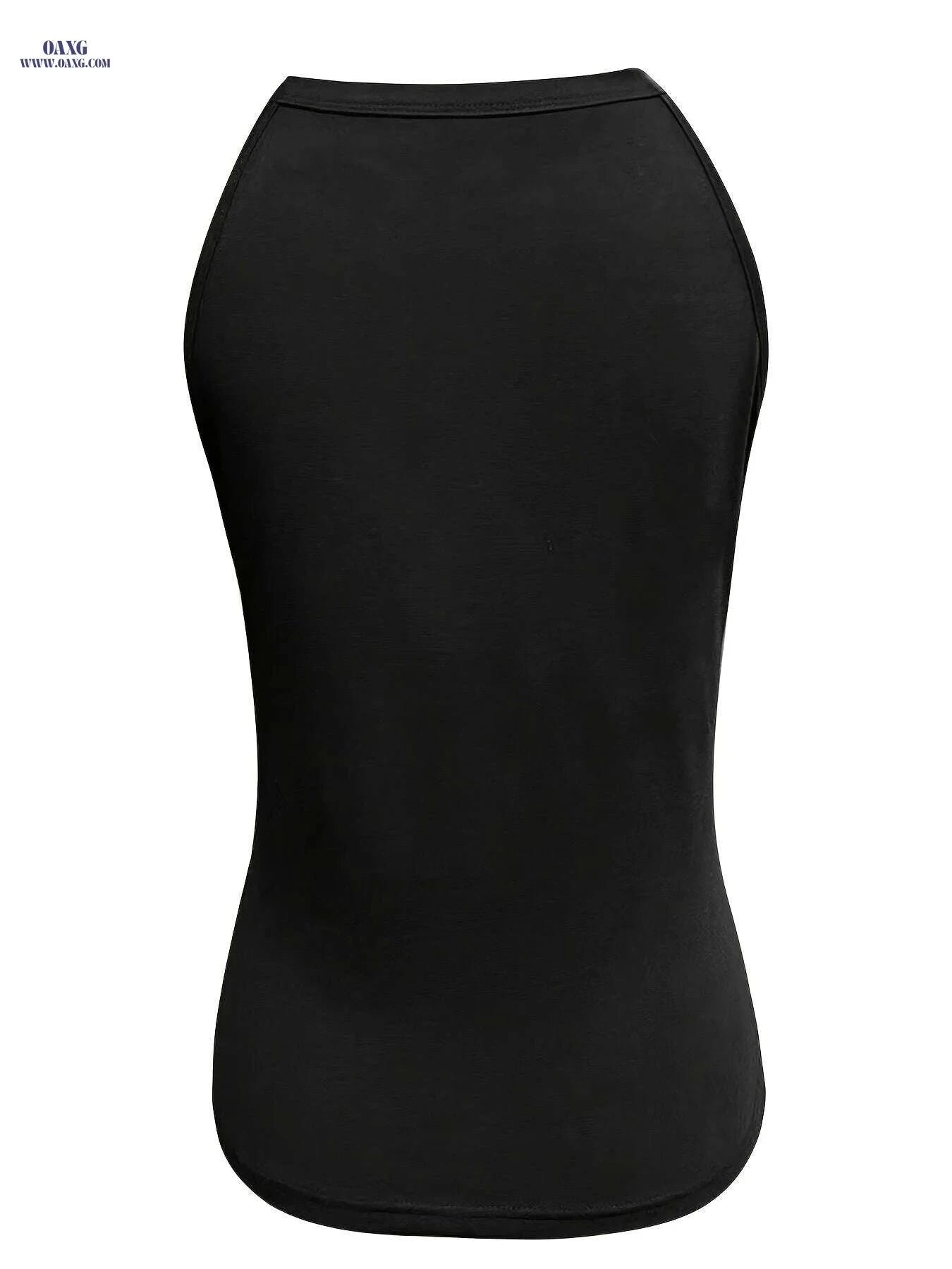 Women's Sexy Off-Shoulder V-Neck Tank Top - Slim Fit, Solid Black   OAXG 
