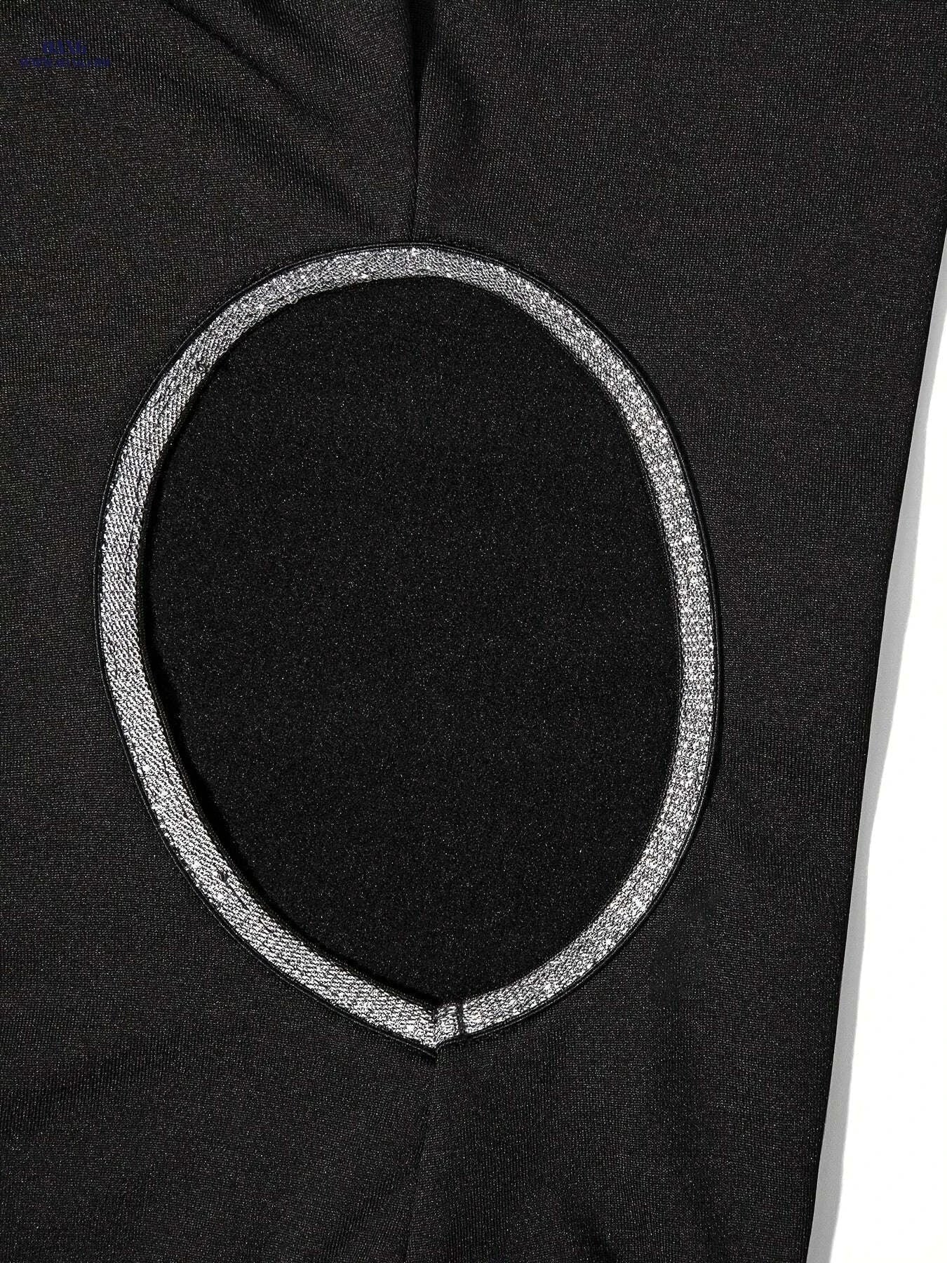 Women's Sexy One Sleeve Bodysuit - Rhinestone Detail, Mid Elasticity   OAXG Black / XS