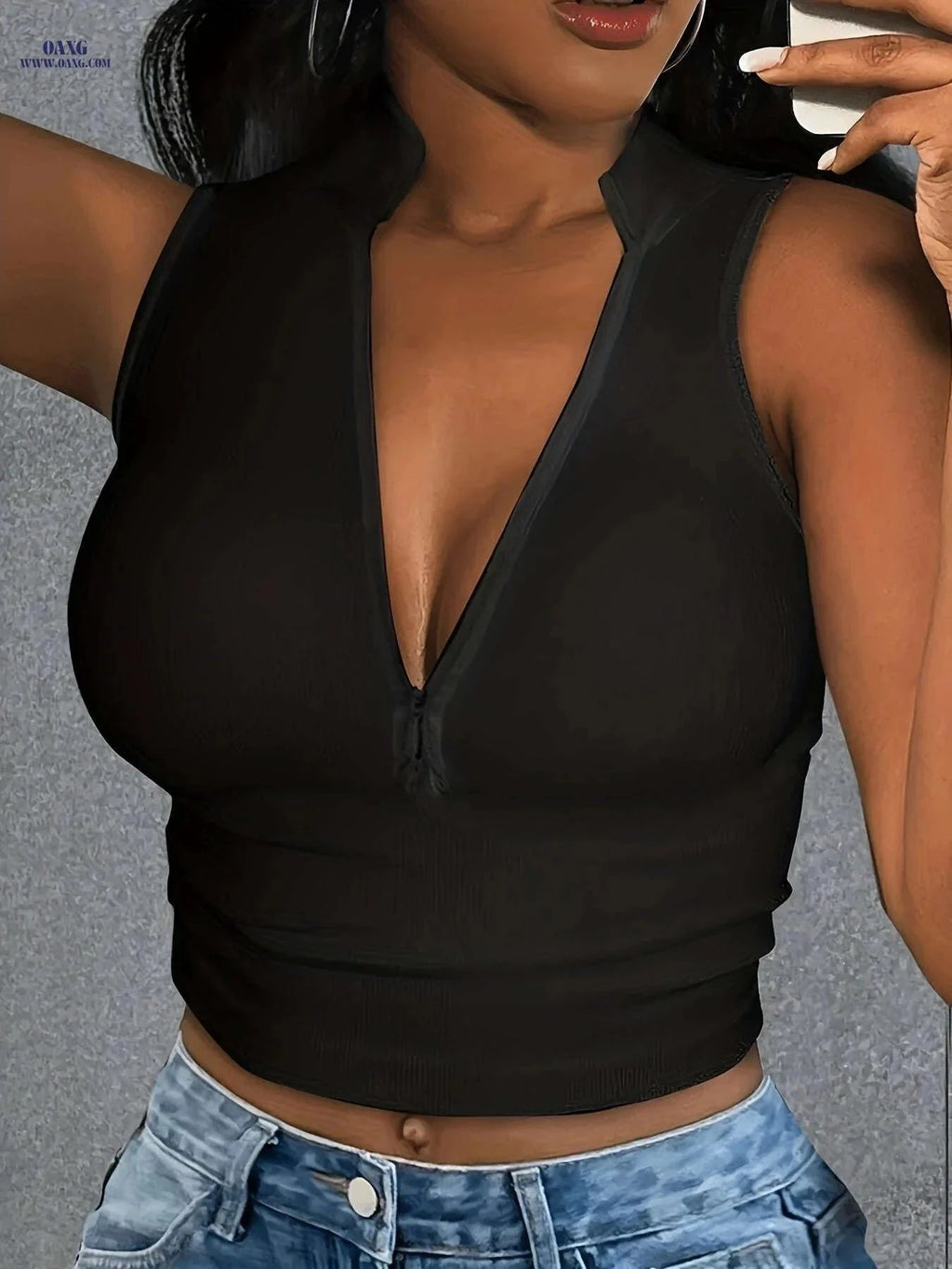 Women’s Sexy Ribbed Knit Tank Top - Lightweight Zipper Detail Vest   OAXG White / S