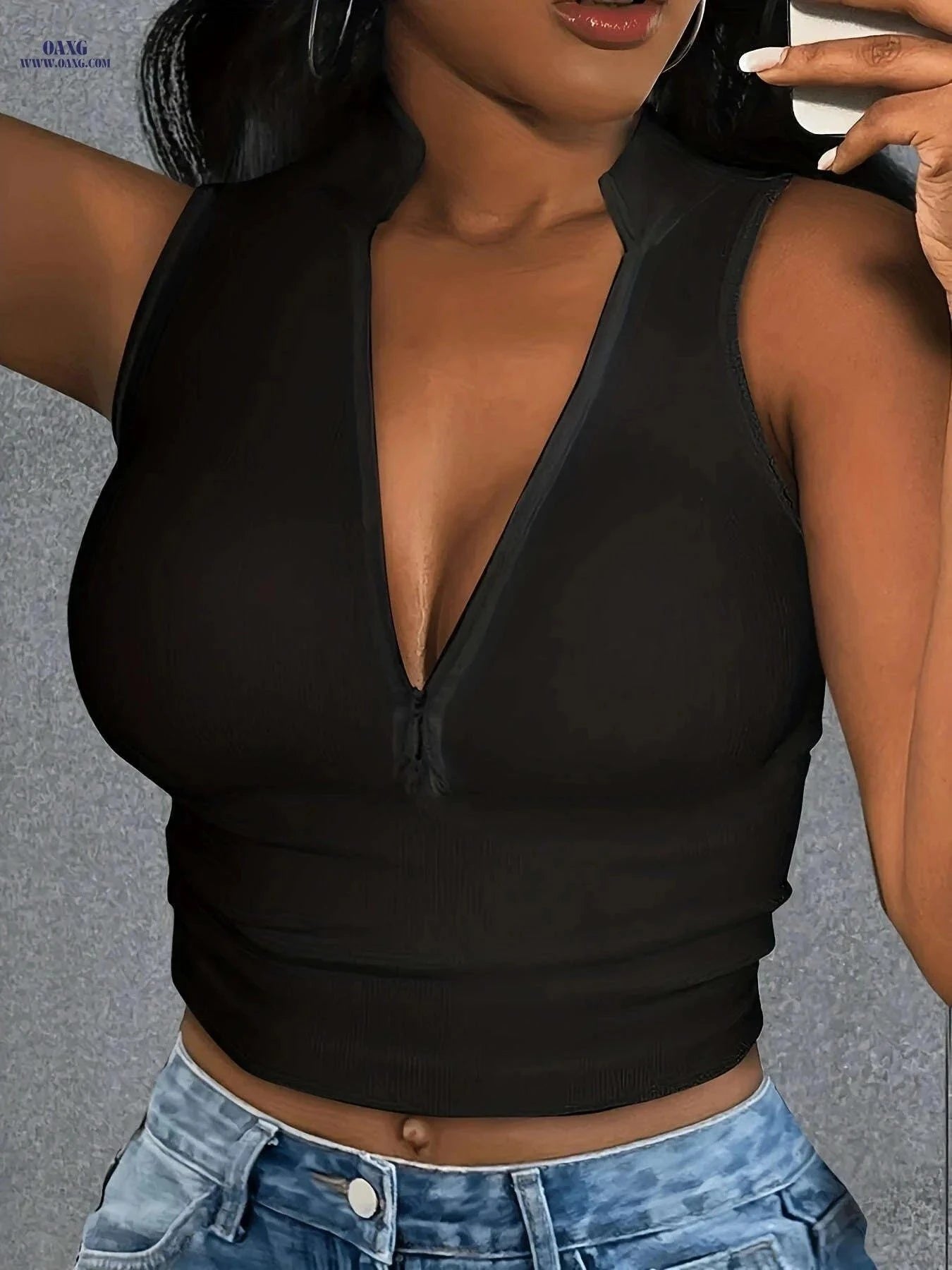Women’s Sexy Ribbed Knit Tank Top - Lightweight Zipper Detail Vest   OAXG White / S