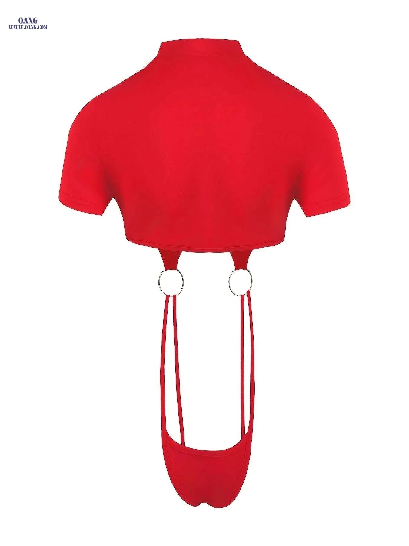 Women's Sexy Solid Color Bodysuit - Cut-Out Waist, Short Sleeve   OAXG 