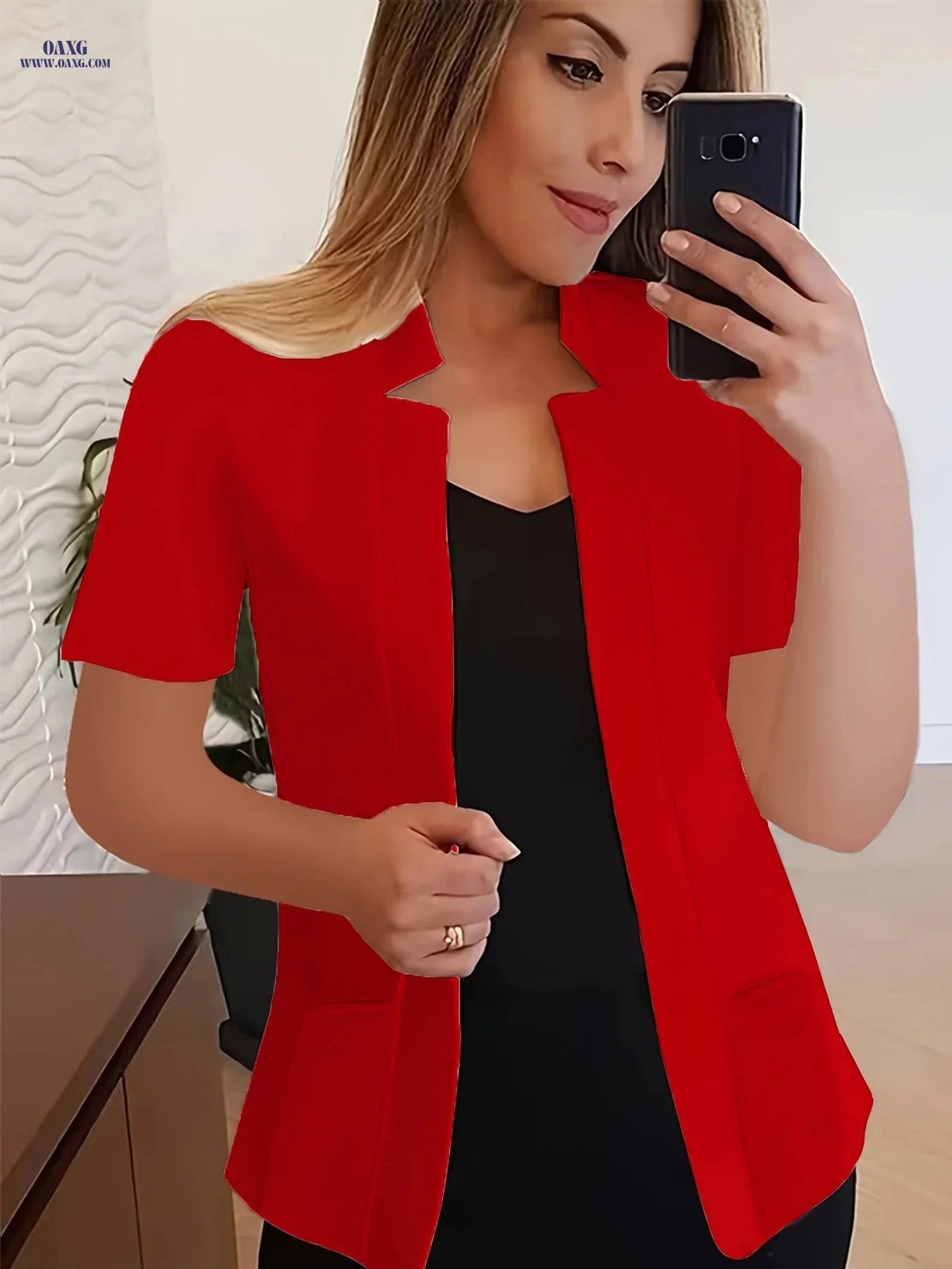 Women's Short-Sleeve Pocket Suit - Trendy Casual Fashion Outfit   OAXG 
