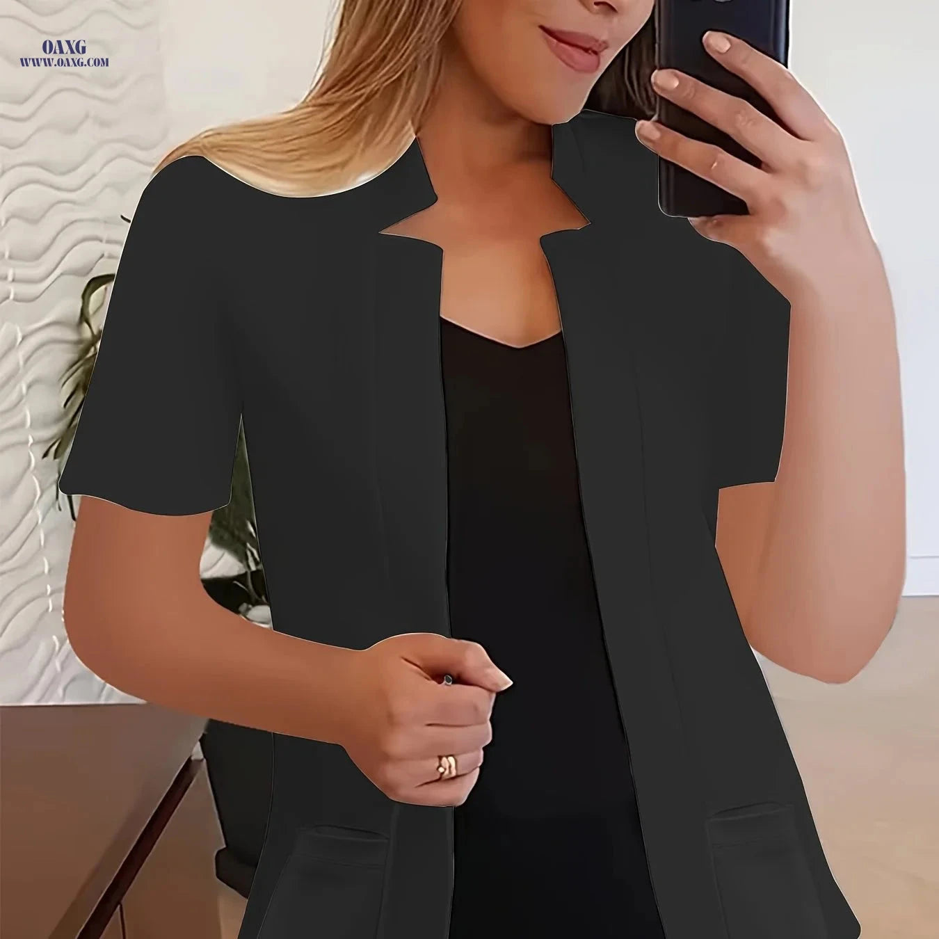 Women's Short-Sleeve Pocket Suit - Trendy Casual Fashion Outfit   OAXG 