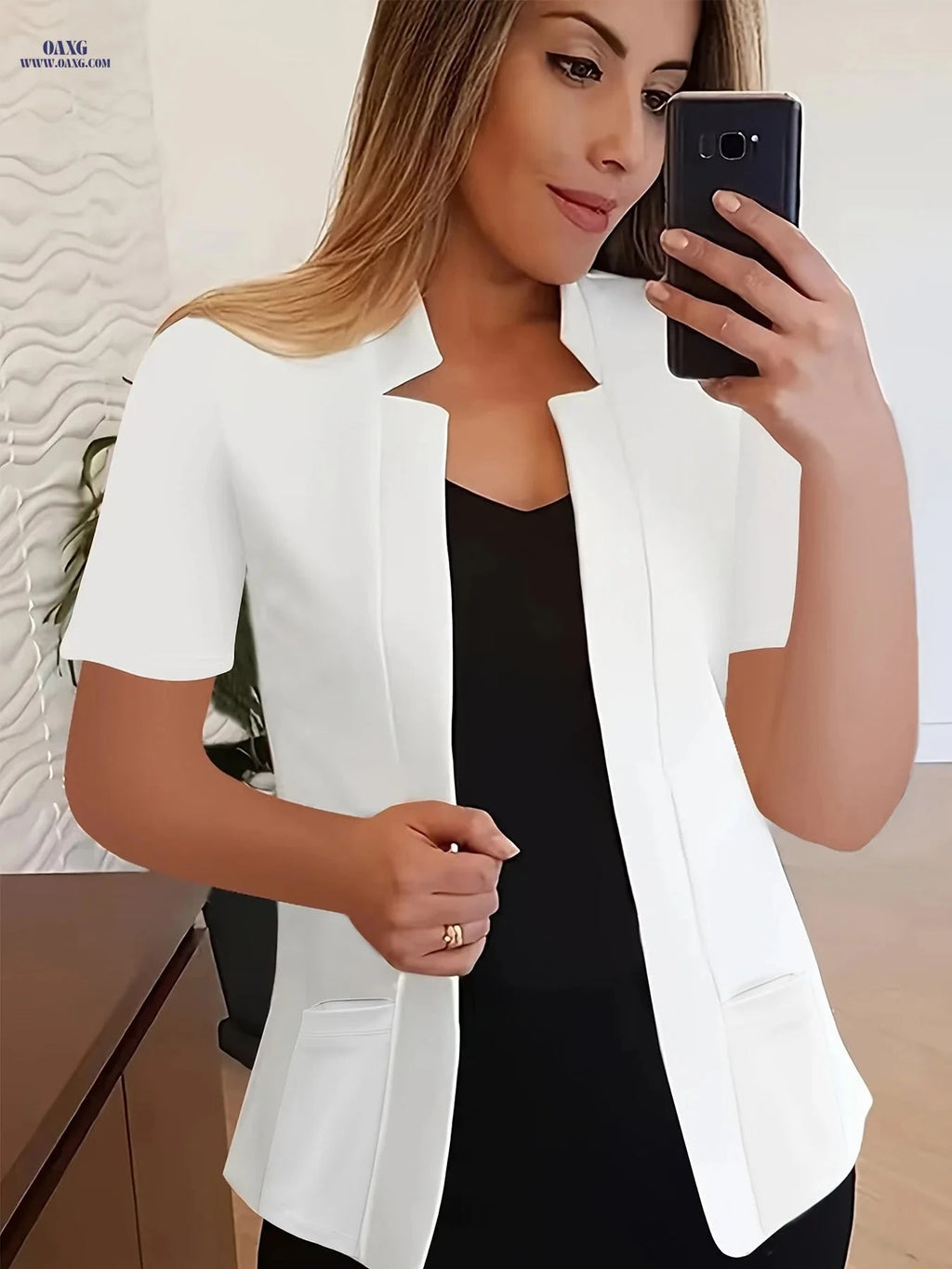 Women's Short-Sleeve Pocket Suit - Trendy Casual Fashion Outfit   OAXG 