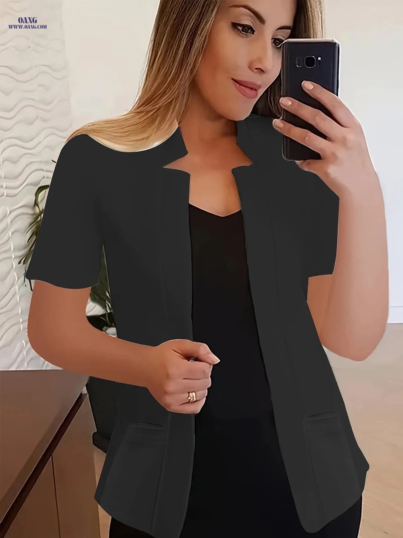 Women's Short-Sleeve Pocket Suit - Trendy Casual Fashion Outfit   OAXG 