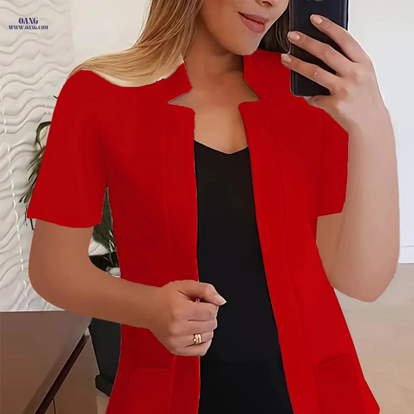 Women's Short-Sleeve Pocket Suit - Trendy Casual Fashion Outfit   OAXG White / S
