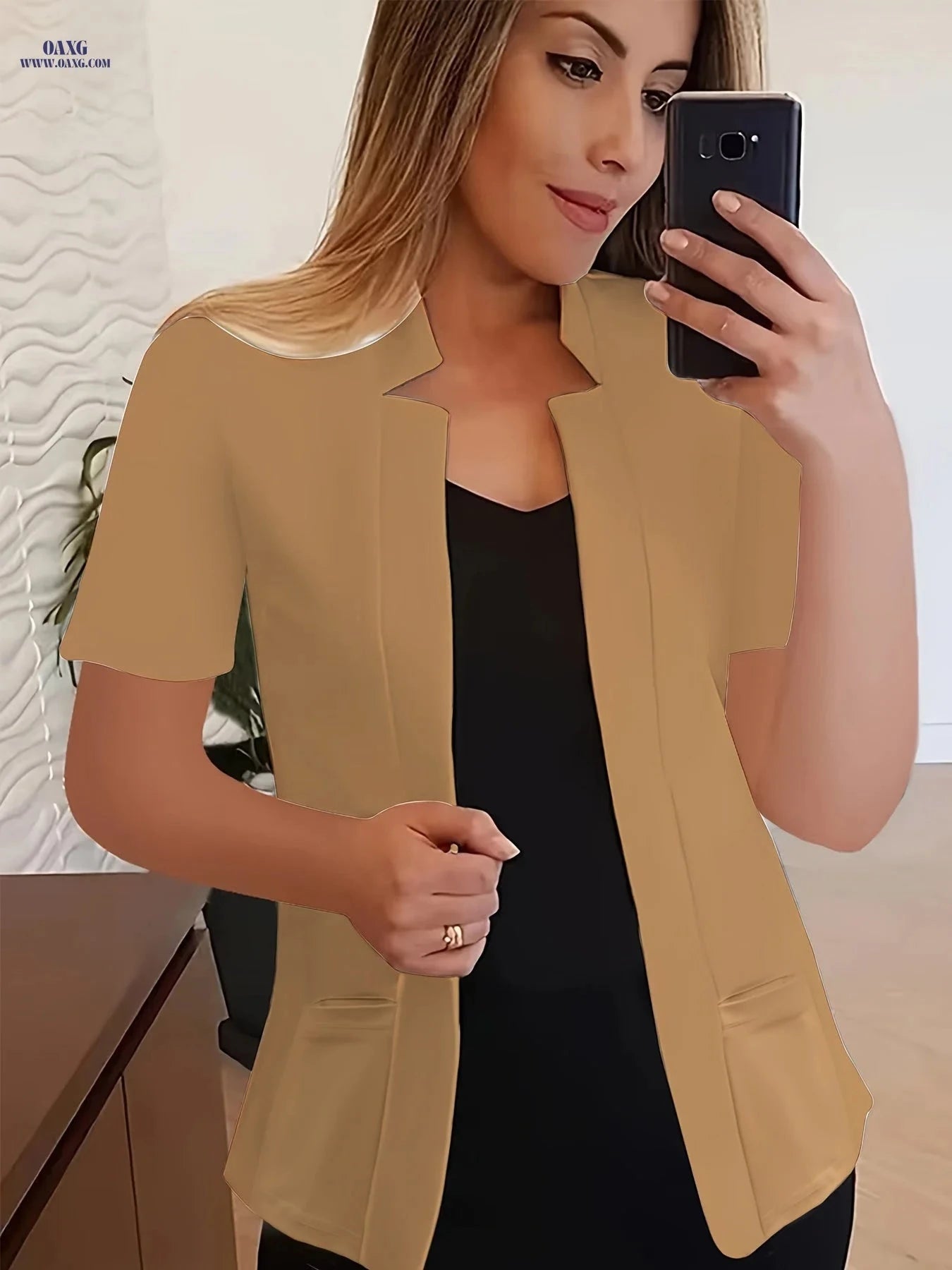 Women's Short-Sleeve Pocket Suit - Trendy Casual Fashion Outfit   OAXG White / S