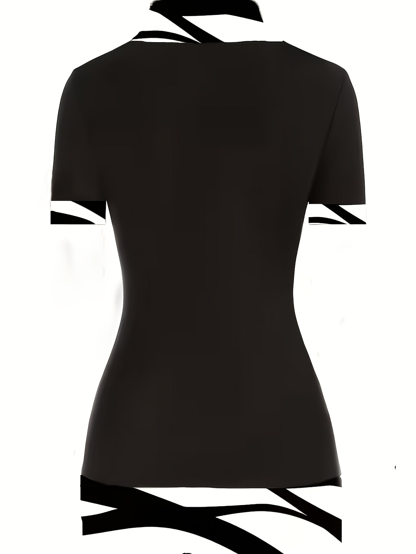 Women's Short-Sleeve Printed Patchwork T-Shirt Top, Summer Wear   OAXG Black / S