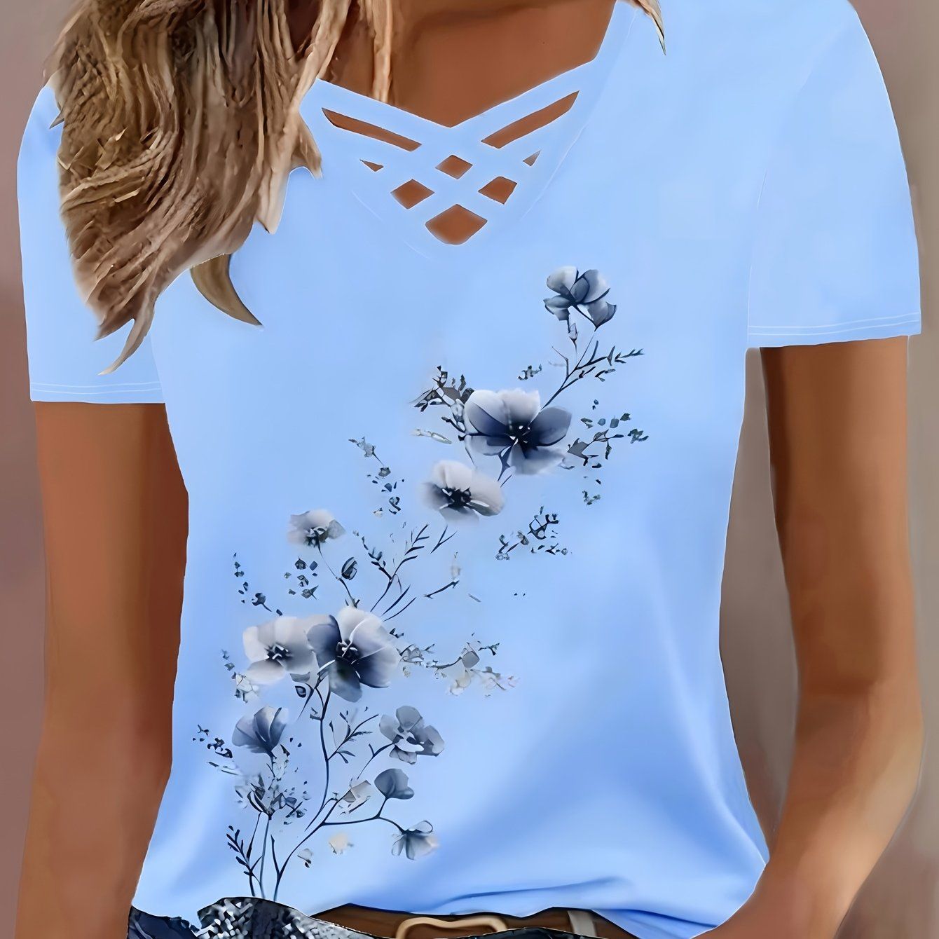 Women's Short-sleeve Printed T-shirt Summer Top   OAXG Mixed colors / S