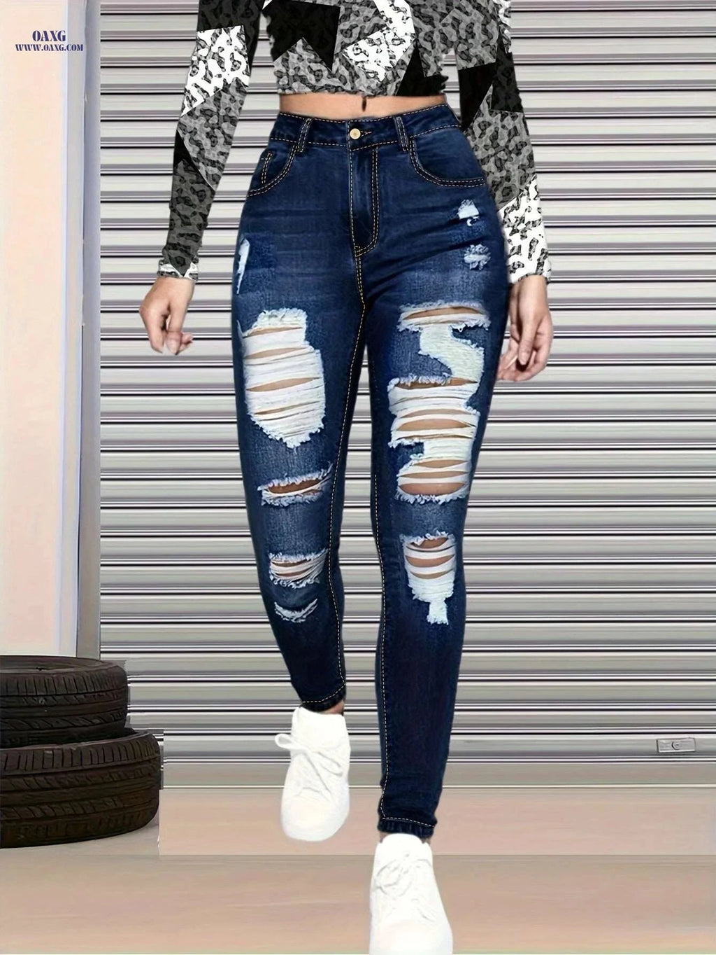Women's Skinny Jeans - High Stretch Casual Fit for Everyday Wear   OAXG Blue / XS
