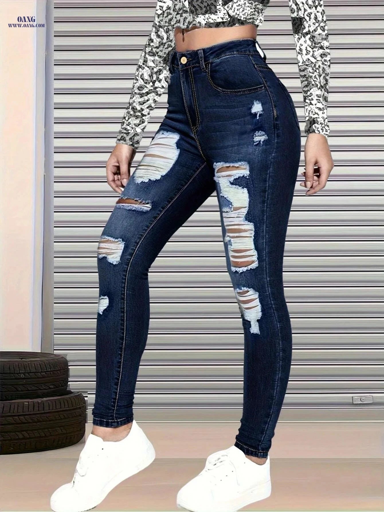 Women's Skinny Jeans - High Stretch Casual Fit for Everyday Wear   OAXG Blue / XS