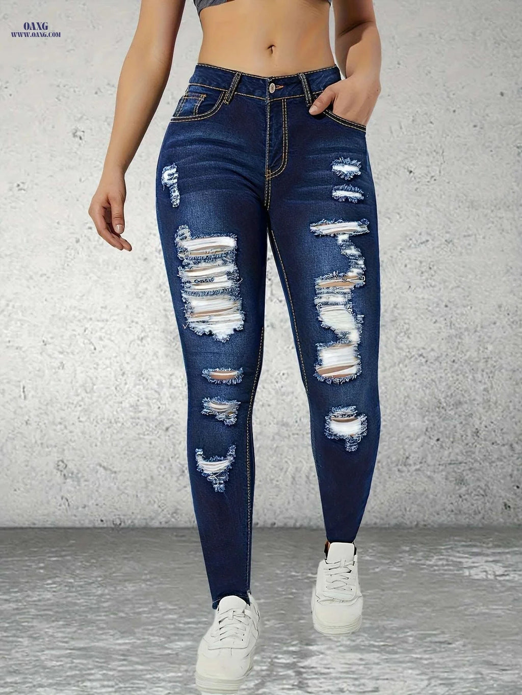 Women's Skinny Jeans - Stretchy Non-See-Through, All-Season Denim   OAXG Blue / XS