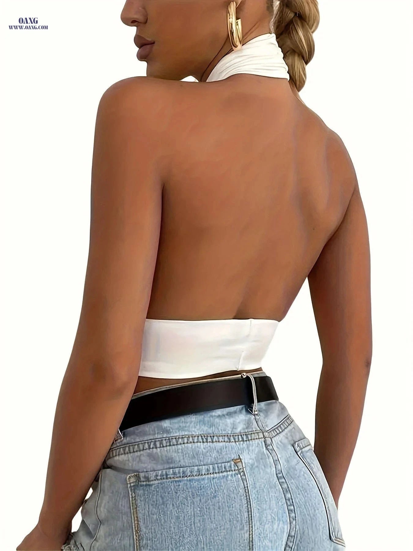 Women's Sleeveless Cross Halter Top - Perfect for Summer Style   OAXG 