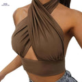 Women's Sleeveless Cross Halter Top - Perfect for Summer Style   OAXG 